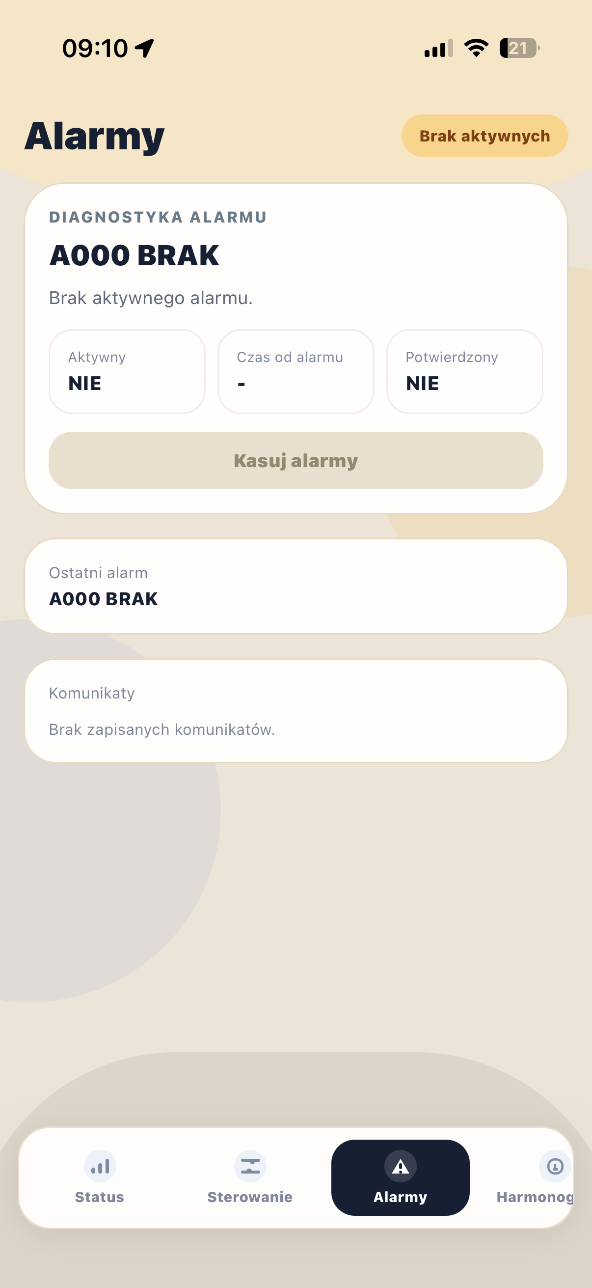 SmartHeat - alarmy w aplikacji mobilnej