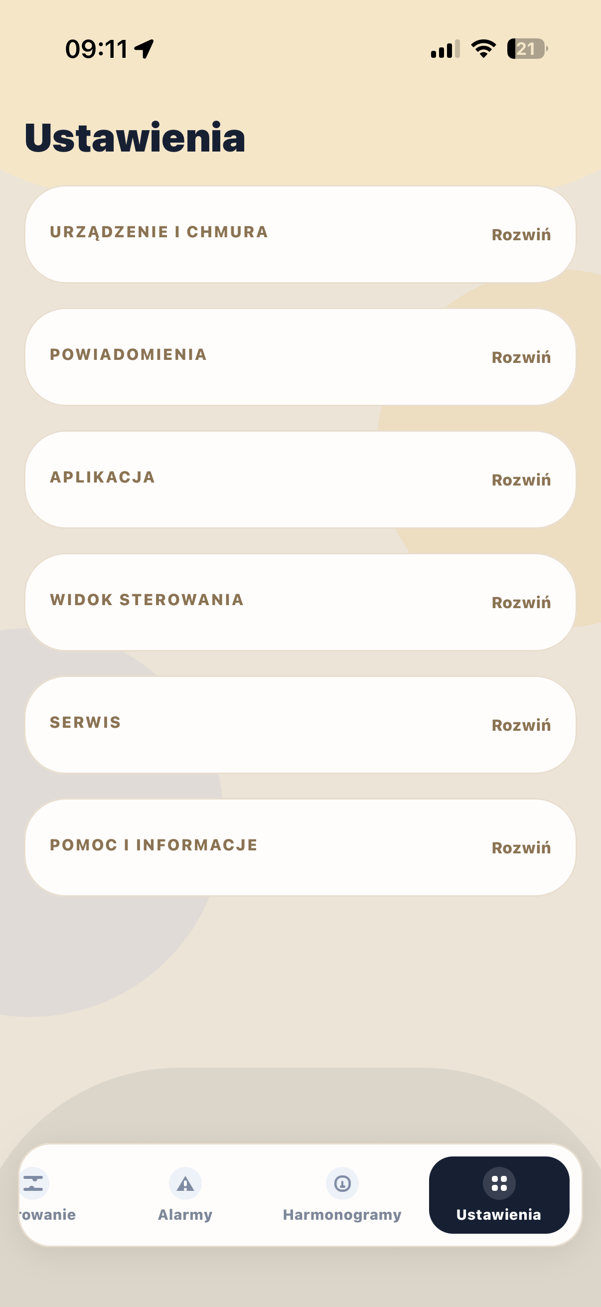 SmartHeat - ustawienia w aplikacji mobilnej