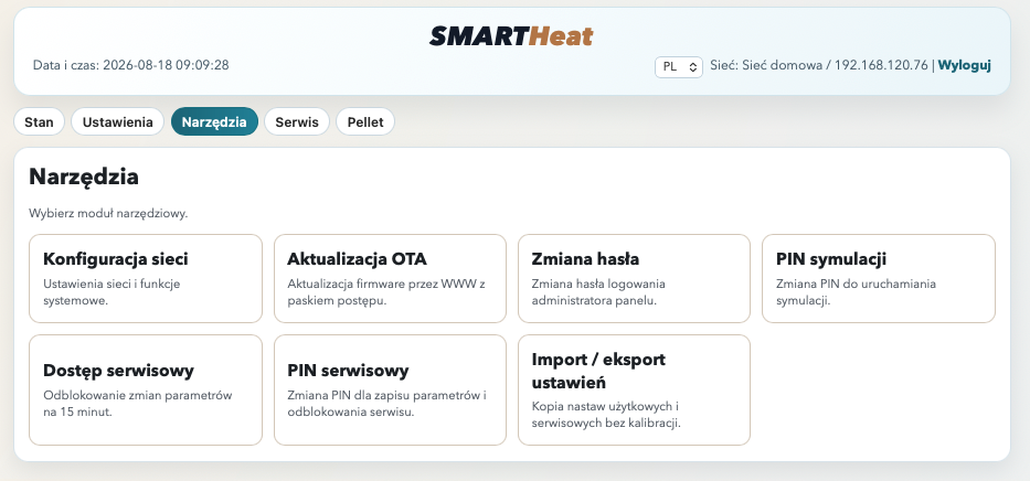 SmartHeat - narzędzia web aplikacji